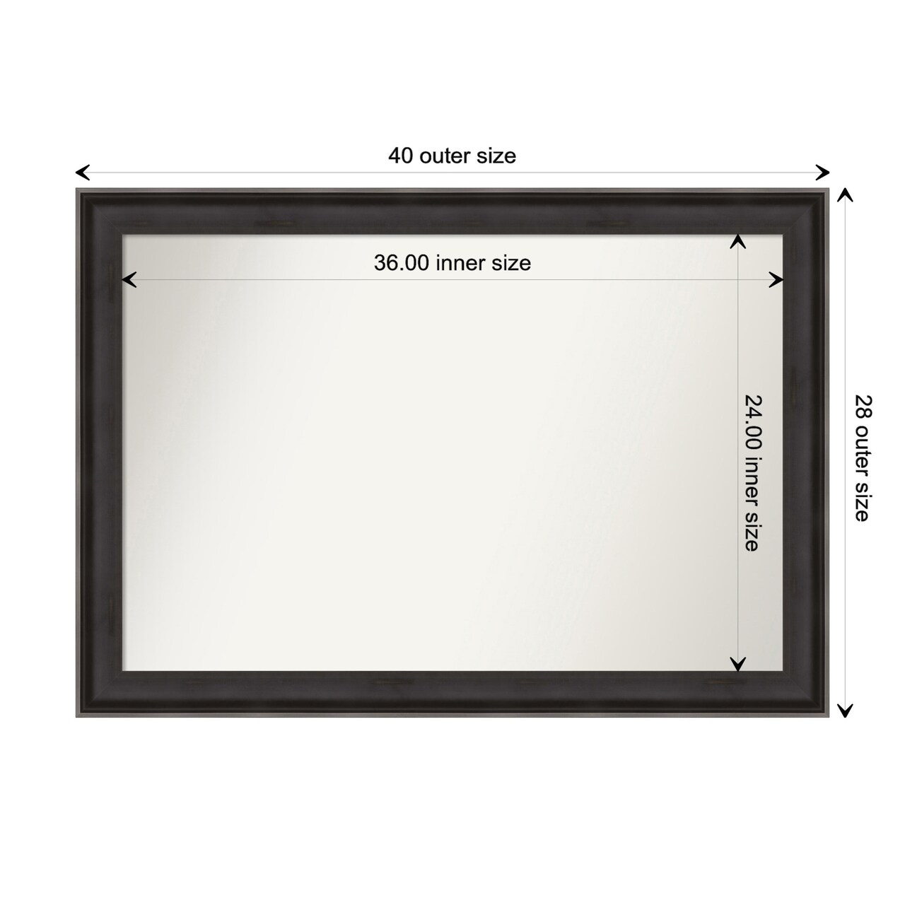Amanti Art Non-Beveled Wood Wall Mirror, Allure Charcoal Frame